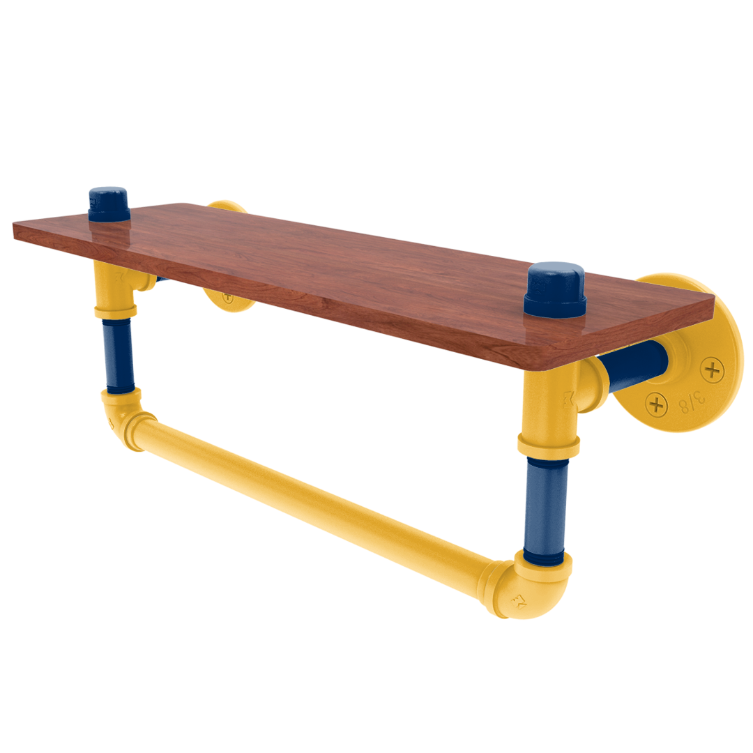 Hardwood Collection Wood Shelf with Towel Bar Indiana Edition