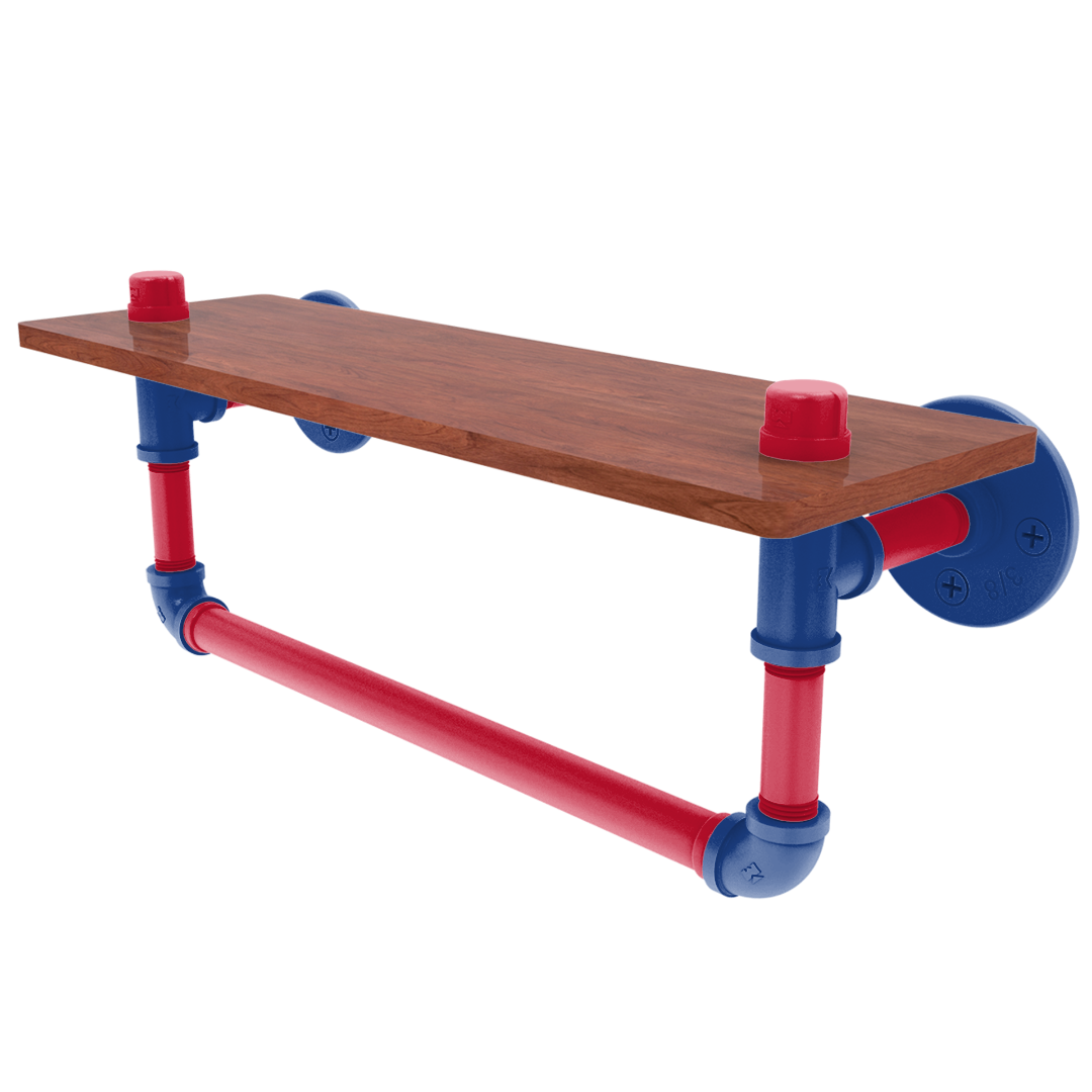 Hardwood Collection Wood Shelf with Towel Bar Los Angeles Coastline Edition