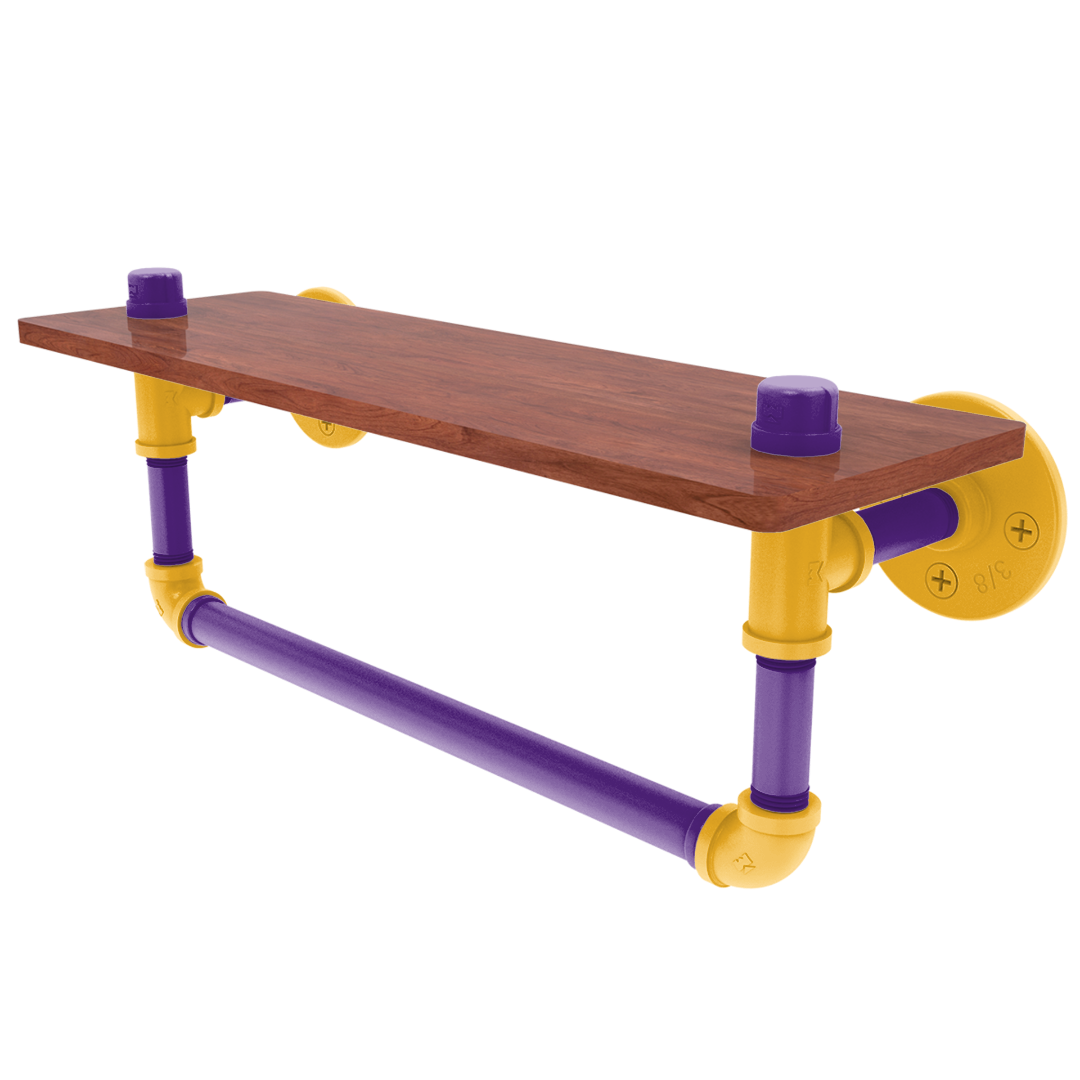 Hardwood Collection Wood Shelf with Towel Bar Los Angeles Hollywood Edition