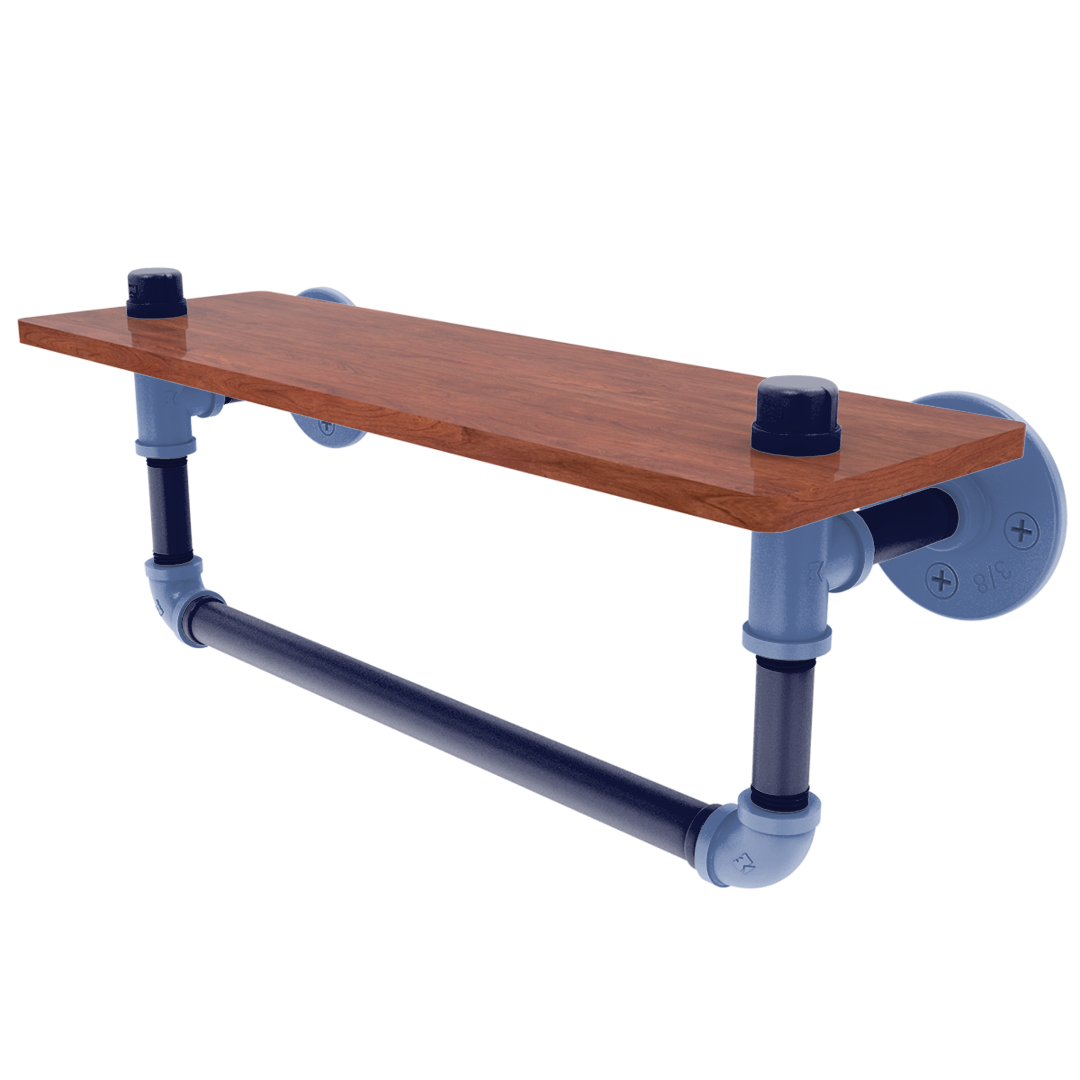 Hardwood Collection Wood Shelf with Towel Bar Memphis Edition