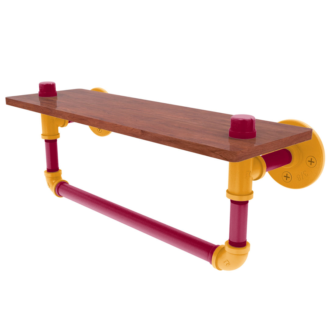 Hardwood Collection Wood Shelf with Towel Bar Miami Edition