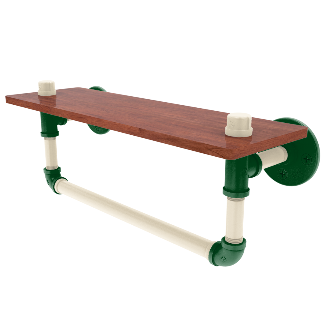 Hardwood Collection Wood Shelf with Towel Bar Milwaukee Edition