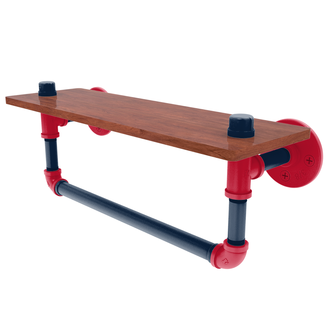 Hardwood Collection Wood Shelf with Towel Bar New Orleans Edition