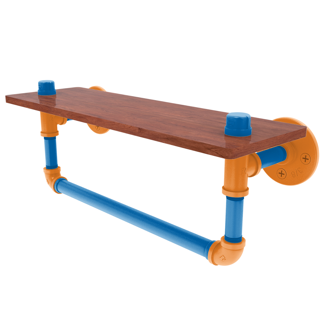 Hardwood Collection Wood Shelf with Towel Bar New York Edition