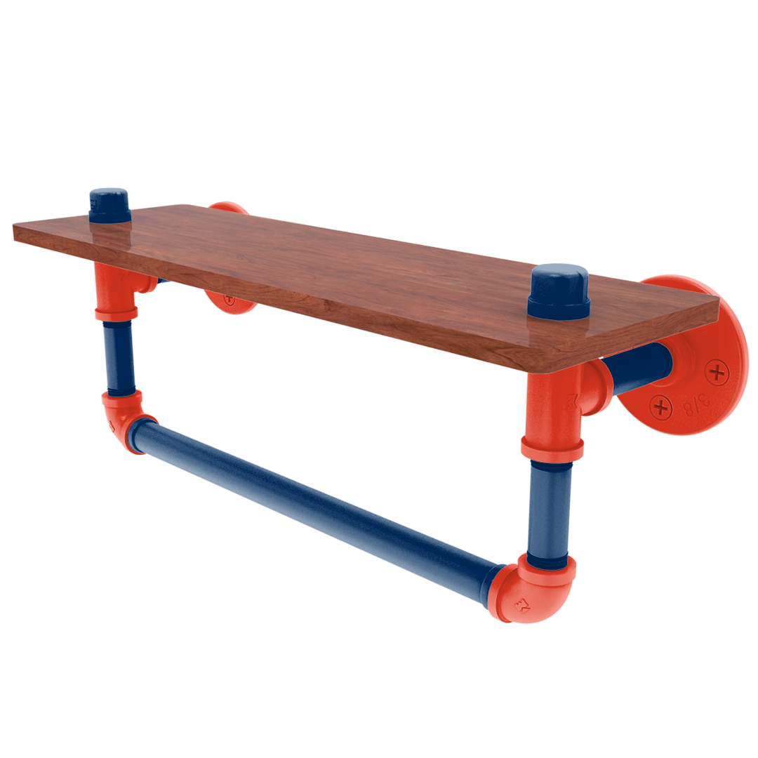 Hardwood Collection Wood Shelf with Towel Bar Oklahoma City Edition