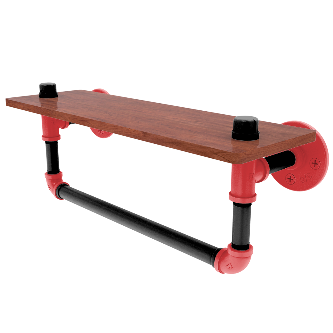 Hardwood Collection Wood Shelf with Towel Bar Portland Edition