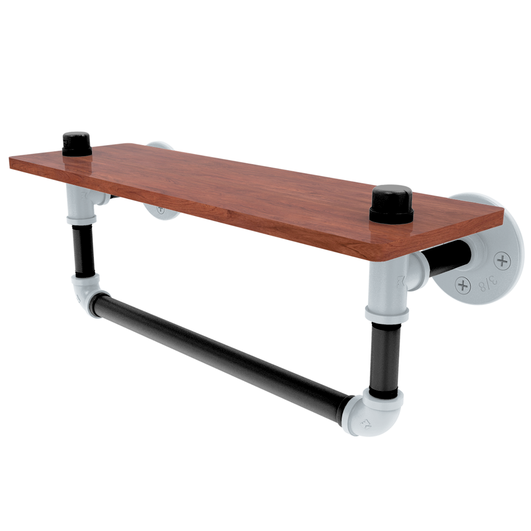 Hardwood Collection Wood Shelf with Towel Bar San Antonio Edition