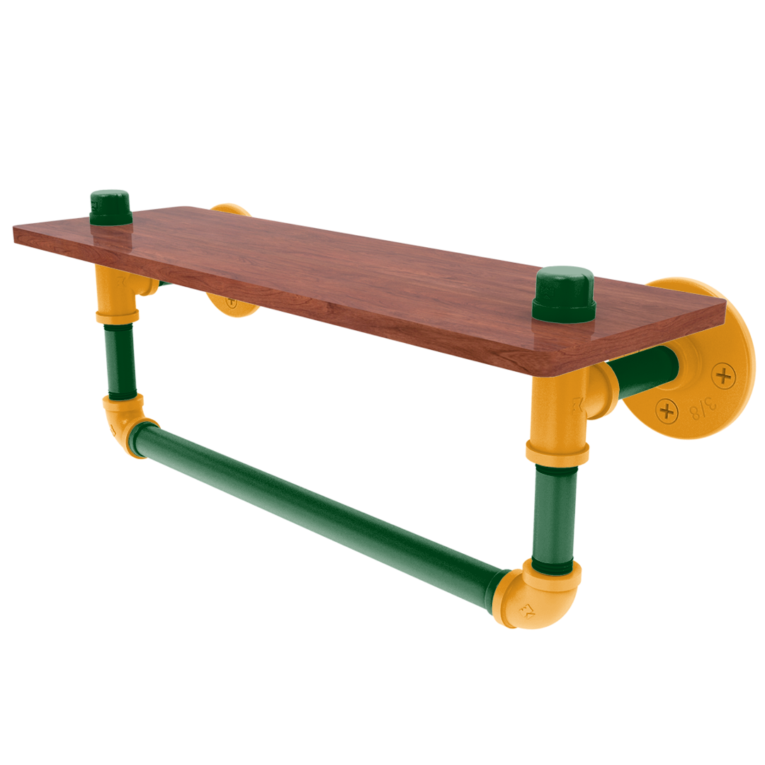 Hardwood Collection Wood Shelf with Towel Bar Utah Edition