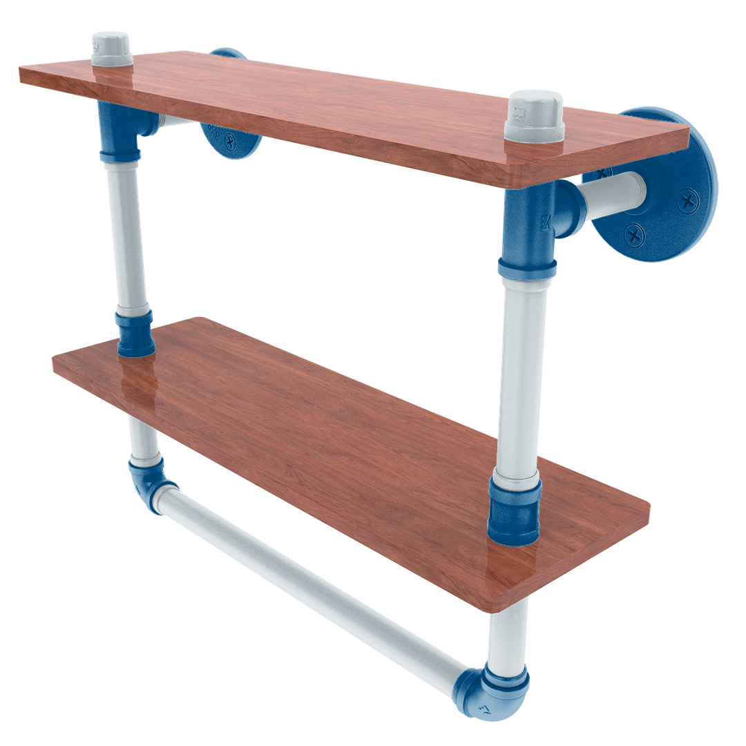 Hardwood Collection Double Wood Shelf with Towel Bar Dallas Edition