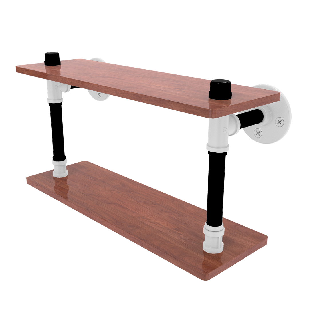 Hardwood Collection Wood Double Shelf Brooklyn Edition