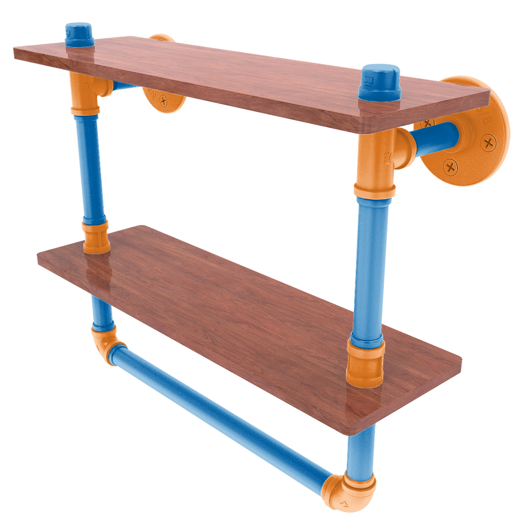 Hardwood Collection Double Wood Shelf with Towel Bar New York Edition