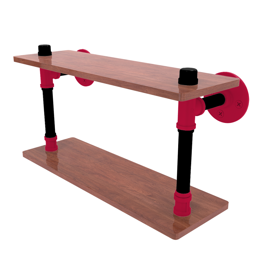 Hardwood Collection Wood Double Shelf Houston Edition