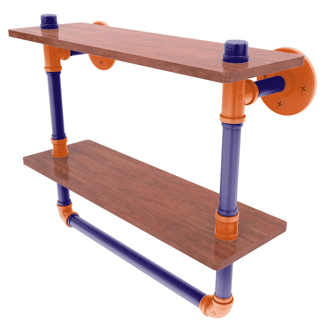 Hardwood Collection Double Wood Shelf with Towel Bar Phoenix Edition