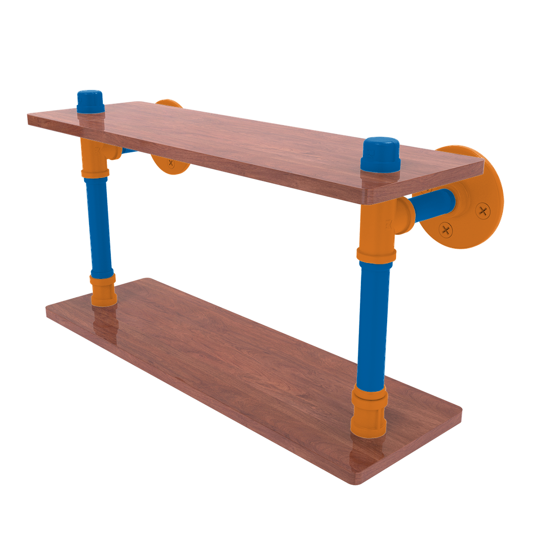 Hardwood Collection Wood Double Shelf New York Edition