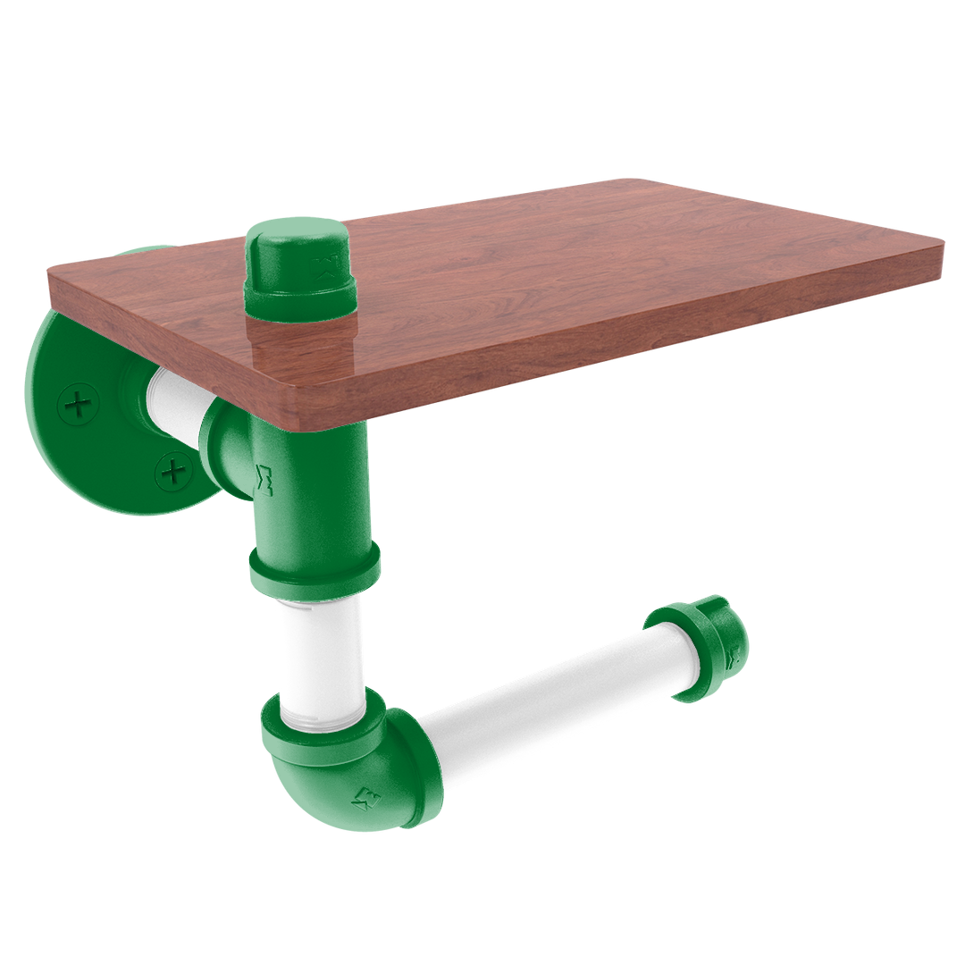 Hardwood Collection Toilet Paper Holder with Wood Shelf Boston Edition