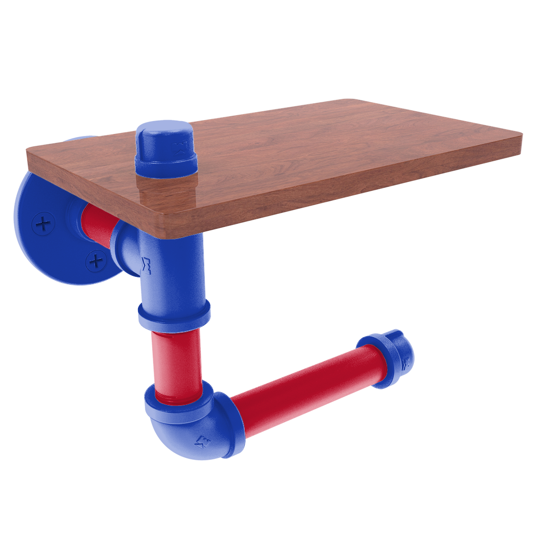 Hardwood Collection Toilet Paper Holder with Wood Shelf Detroit Edition