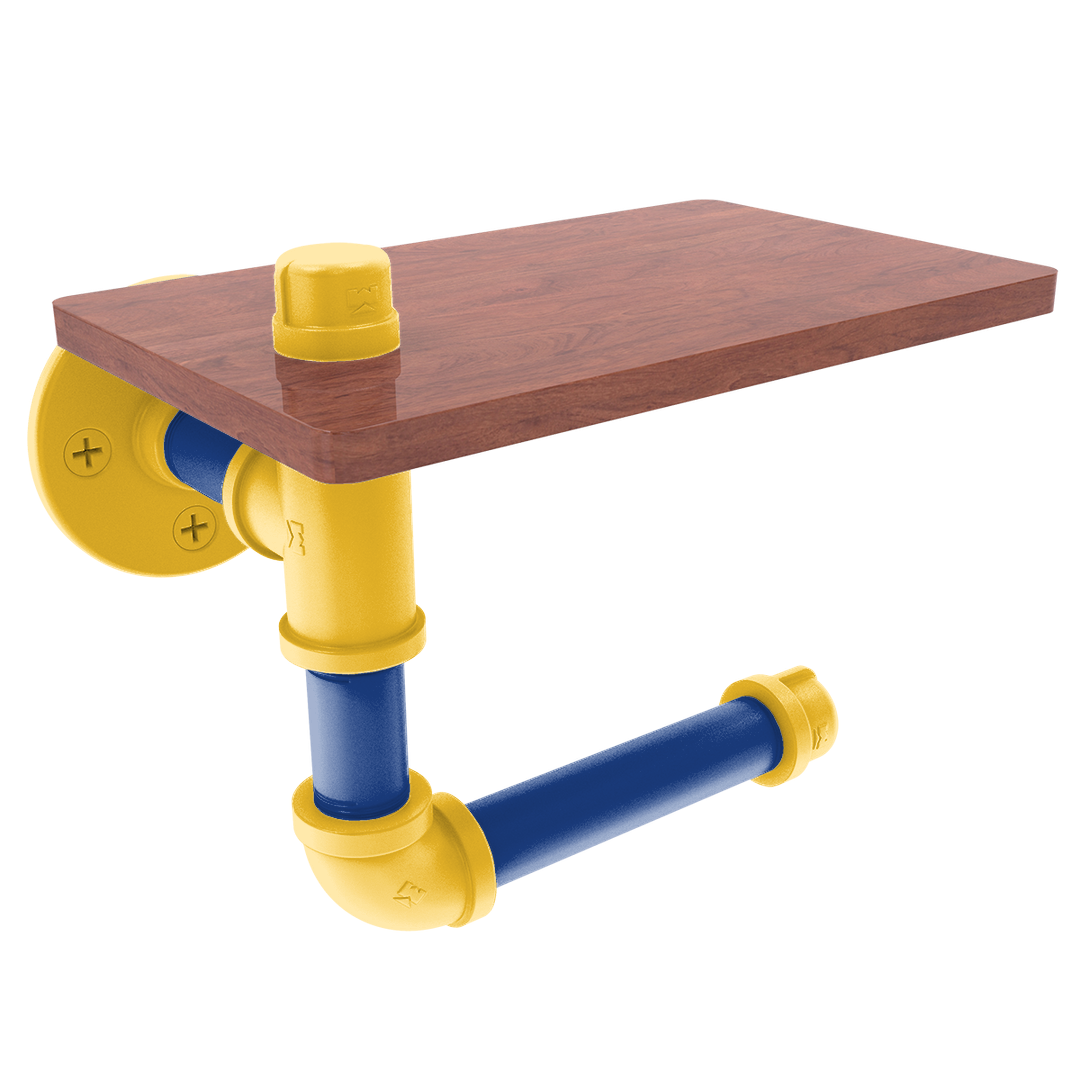 Hardwood Collection Toilet Paper Holder with Wood Shelf Golden State Edition