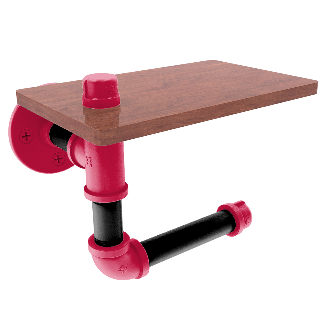 Hardwood Collection Toilet Paper Holder with Wood Shelf Houston Edition