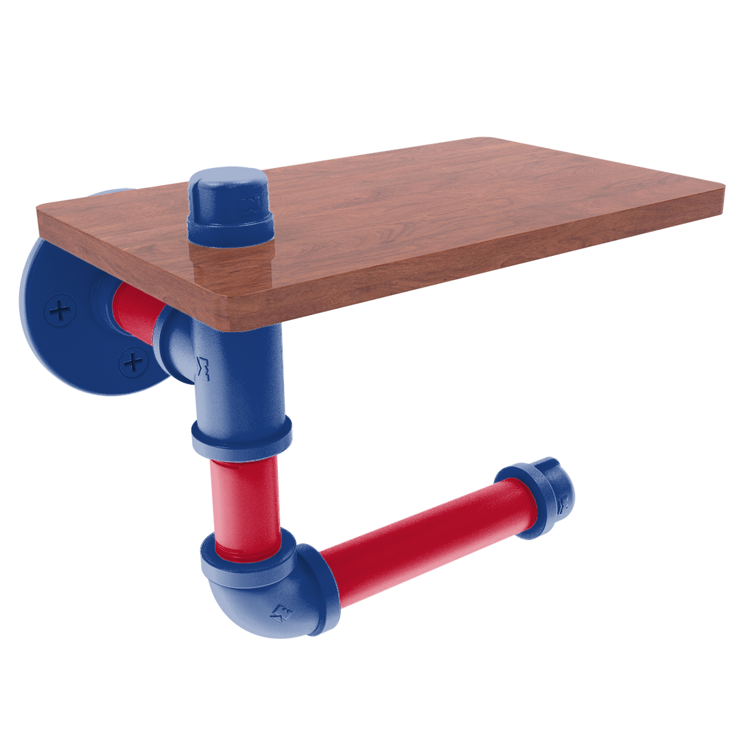 Hardwood Collection Toilet Paper Holder with Wood Shelf Los Angeles Coastline Edition