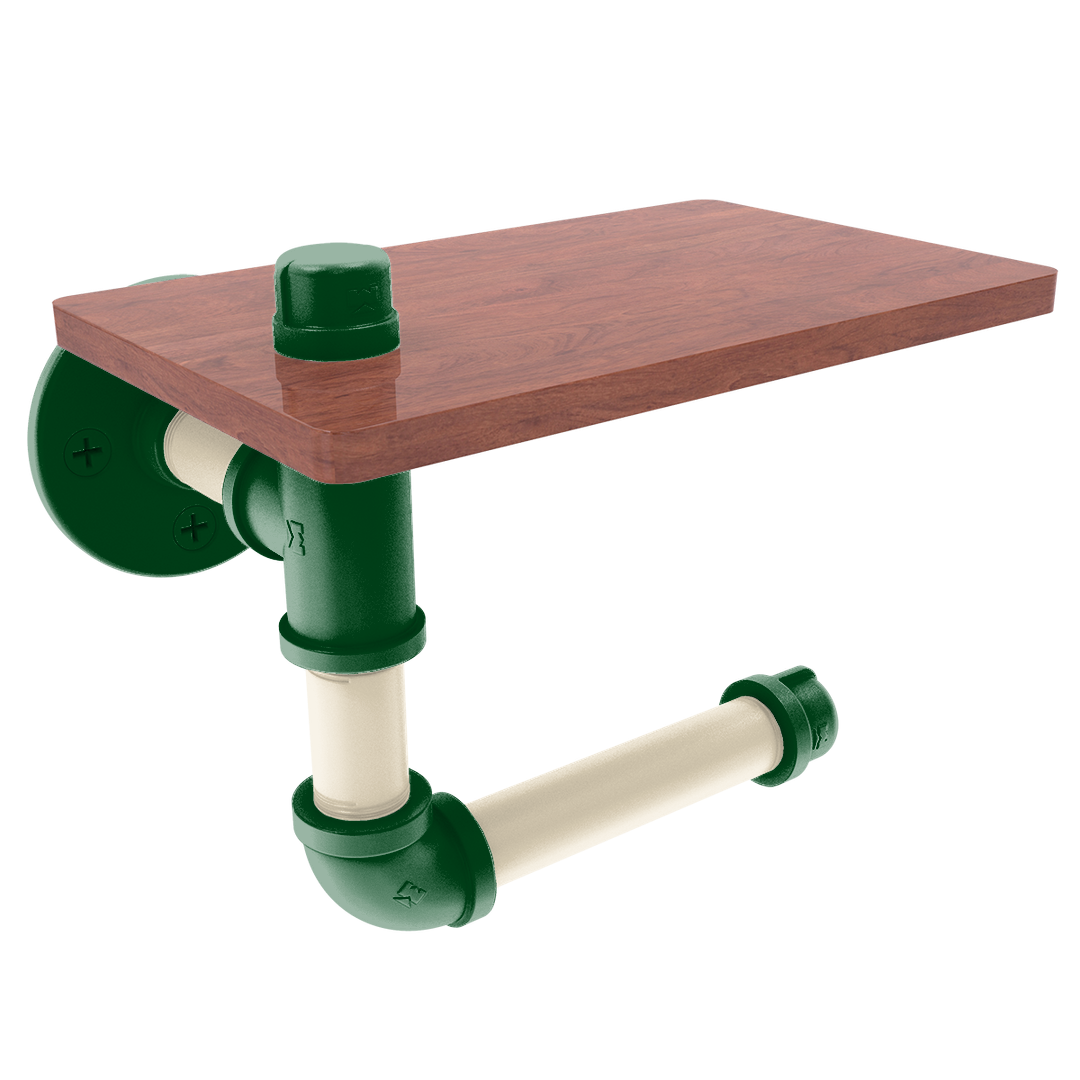 Hardwood Collection Toilet Paper Holder with Wood Shelf Milwaukee Edition