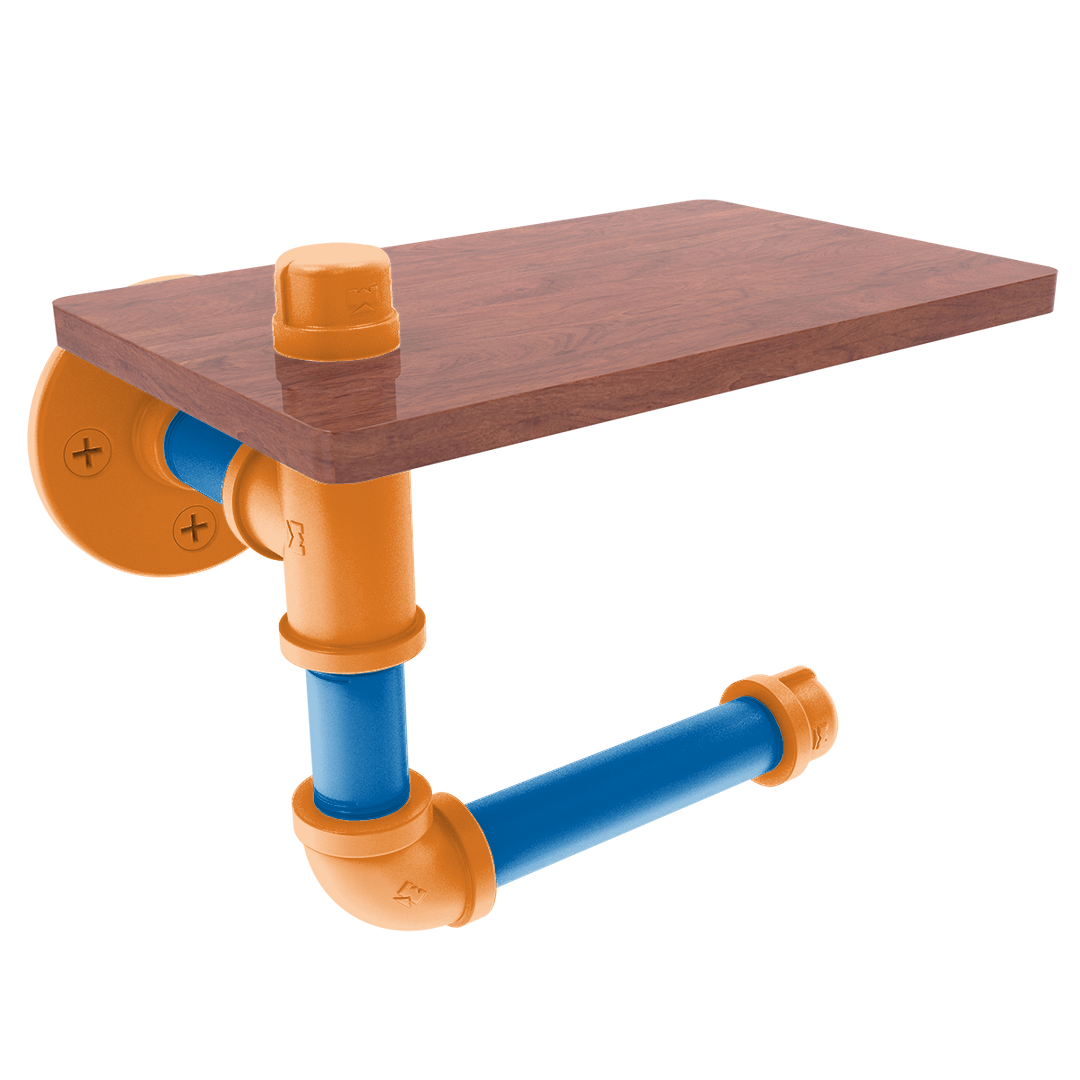 Hardwood Collection Toilet Paper Holder with Wood Shelf New York Edition