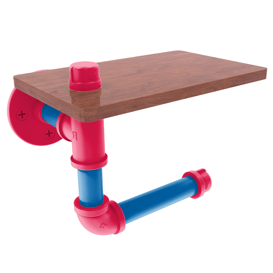 Hardwood Collection Toilet Paper Holder with Wood Shelf Philadelphia Edition