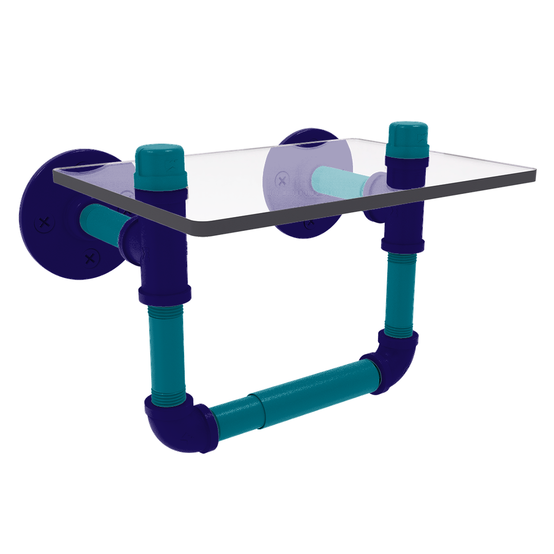 Hardwood Collection Toilet Tissue Holder with Glass Shelf Charlotte Edition