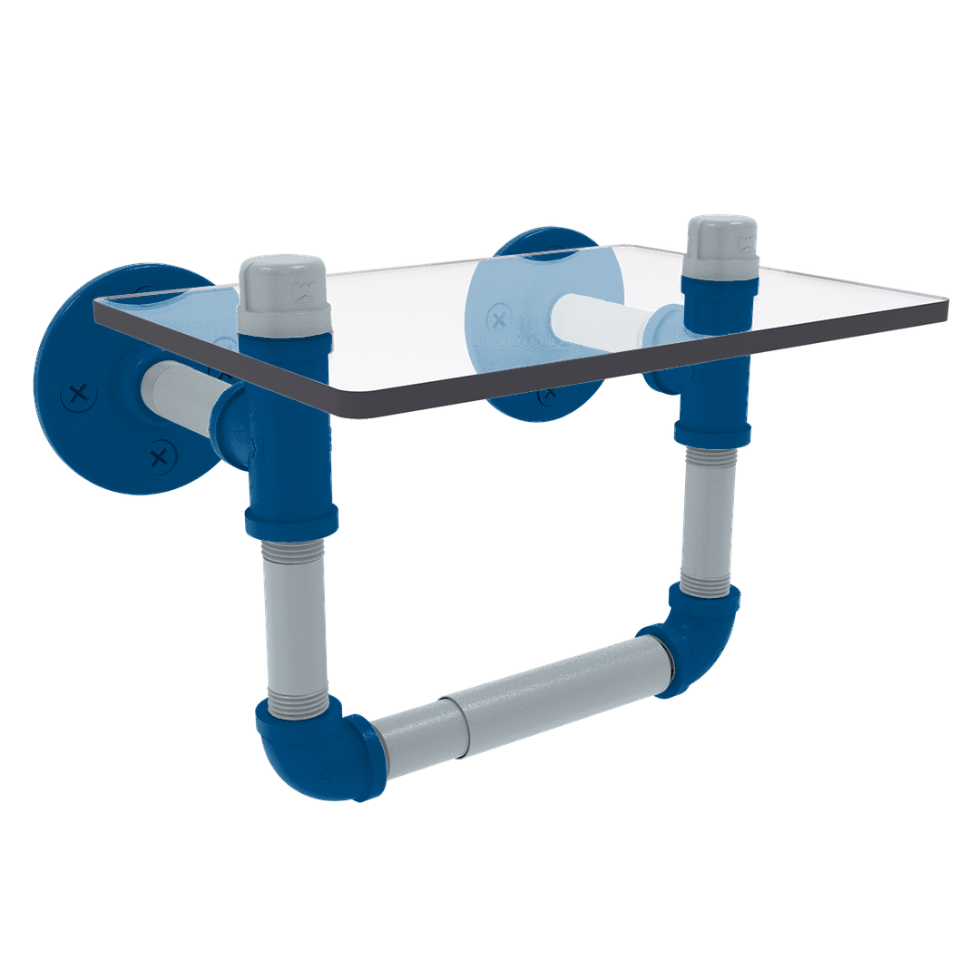 Hardwood Collection Toilet Tissue Holder with Glass Shelf Dallas Edition