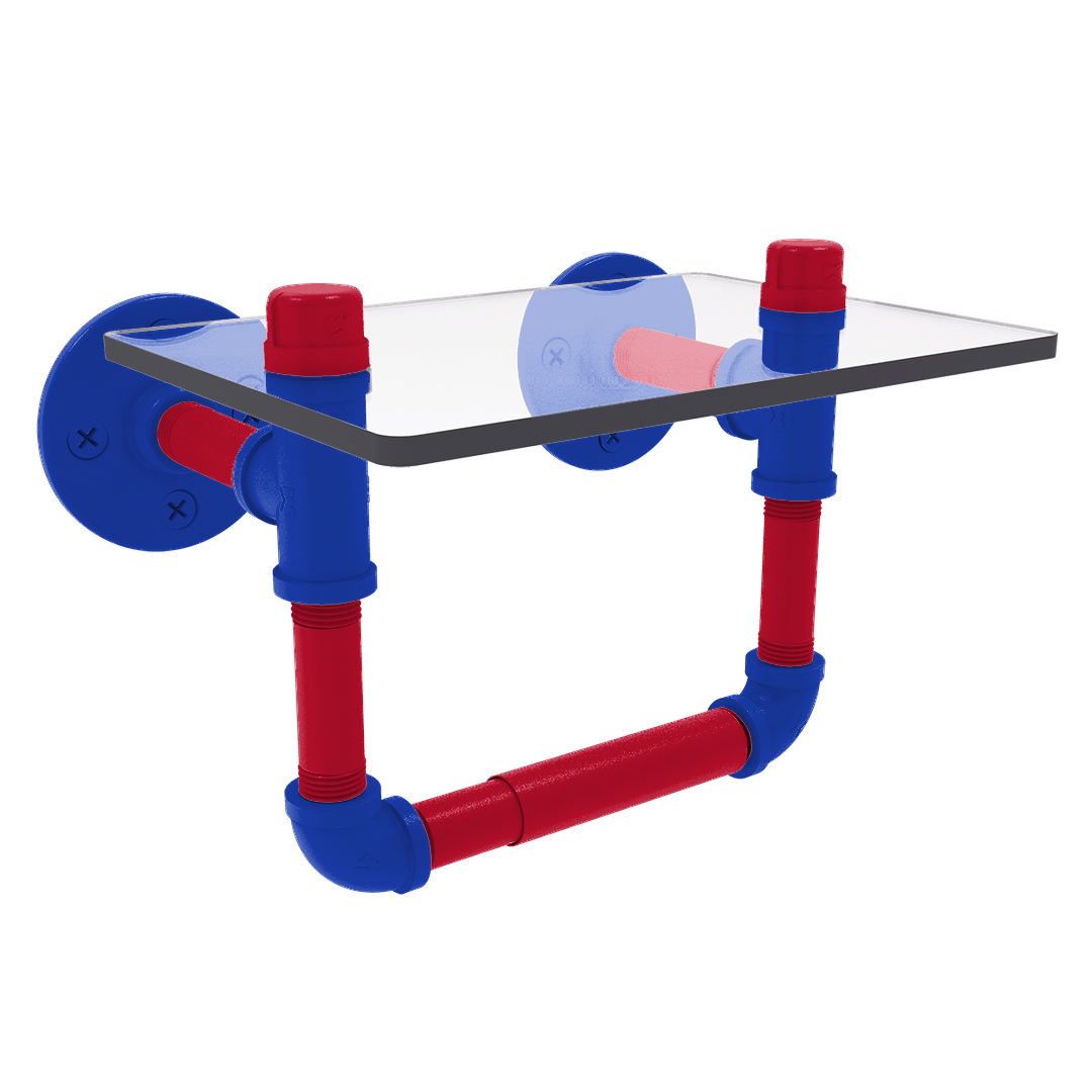 Hardwood Collection Toilet Tissue Holder with Glass Shelf Detroit Edition