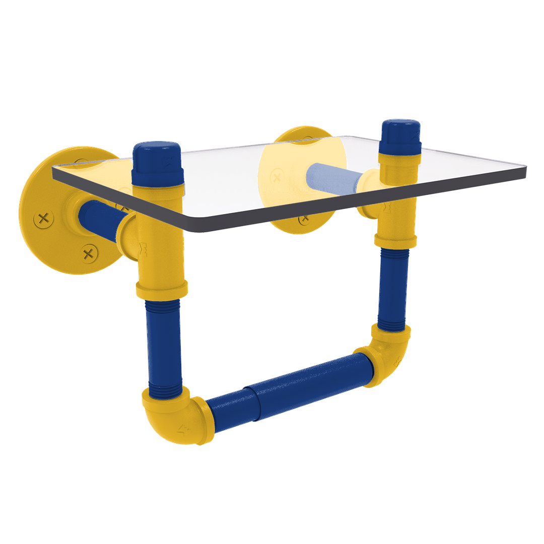 Hardwood Collection Toilet Tissue Holder with Glass Shelf Golden State Edition