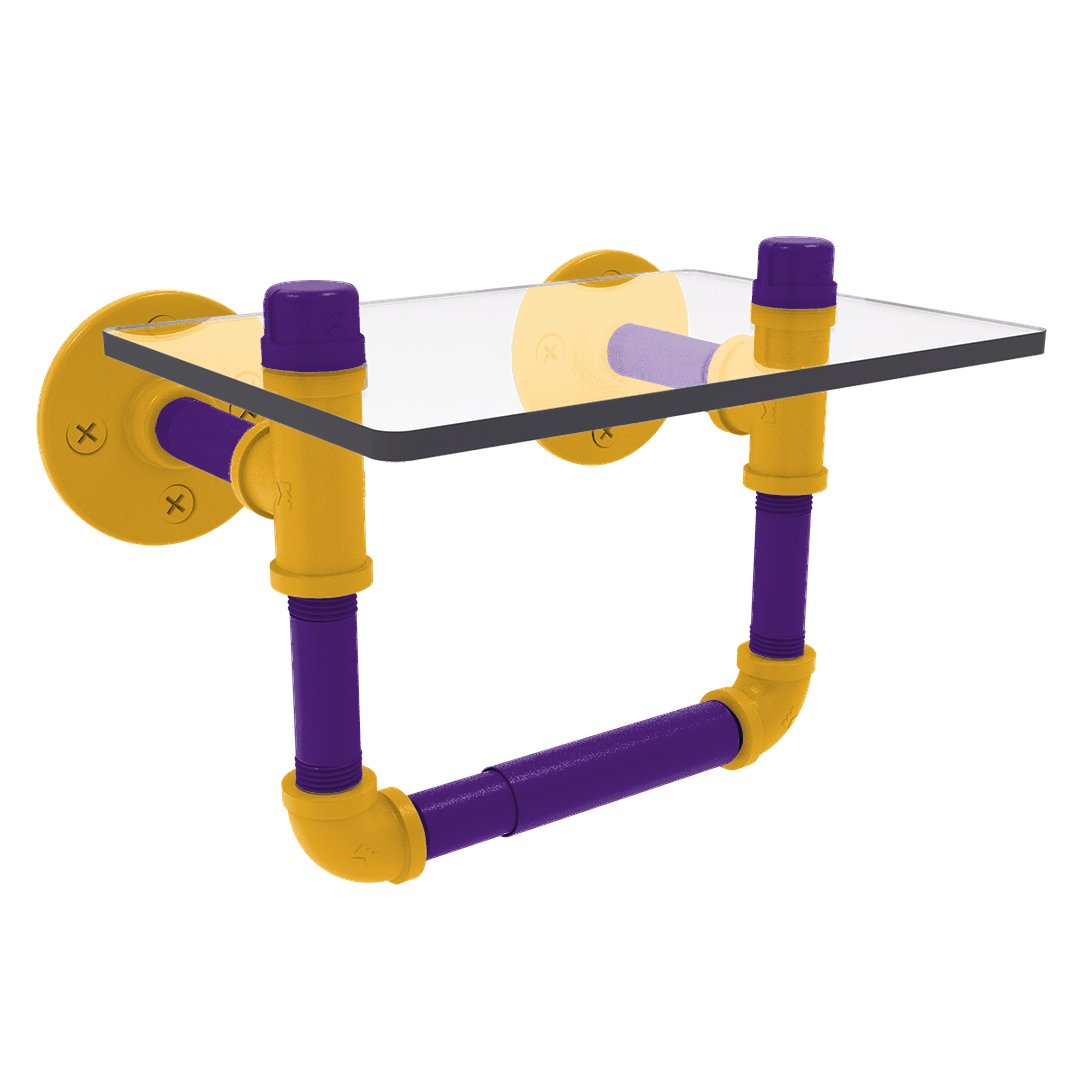 Hardwood Collection Toilet Tissue Holder with Glass Shelf Los Angeles Hollywood Edition