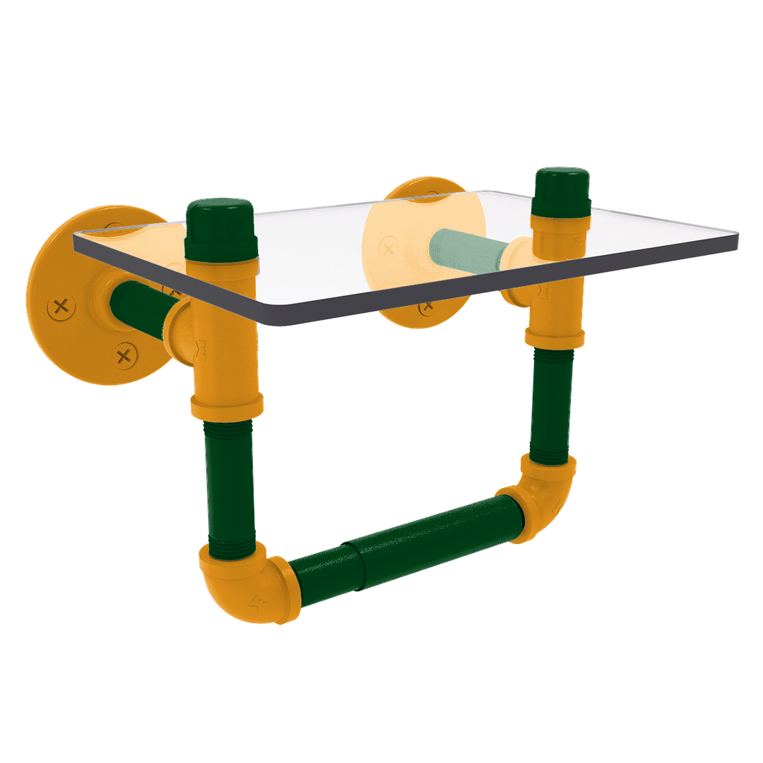 Hardwood Collection Toilet Tissue Holder with Glass Shelf Utah Edition