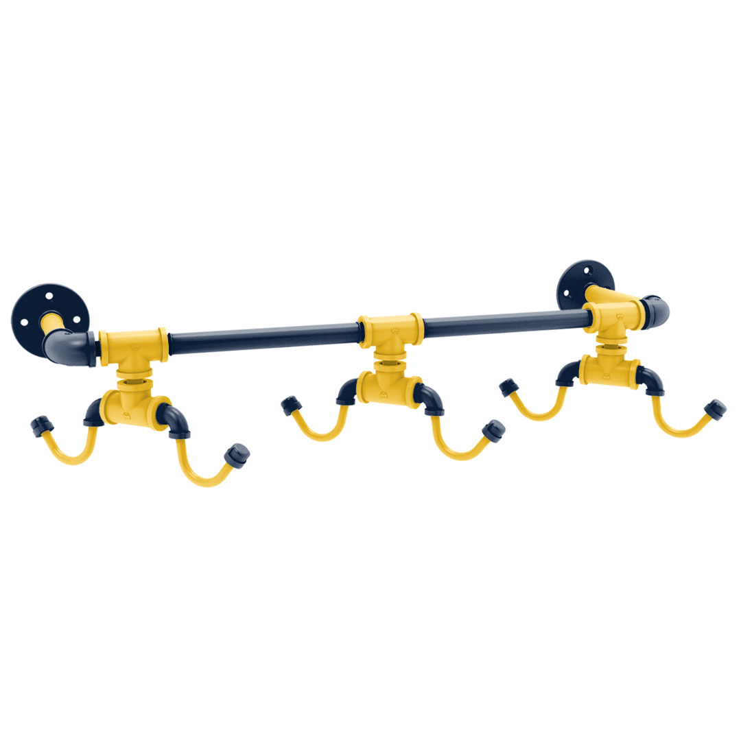 Hardwood Collection Wall Mounted 6 Coffee Mug Rack Denver Edition