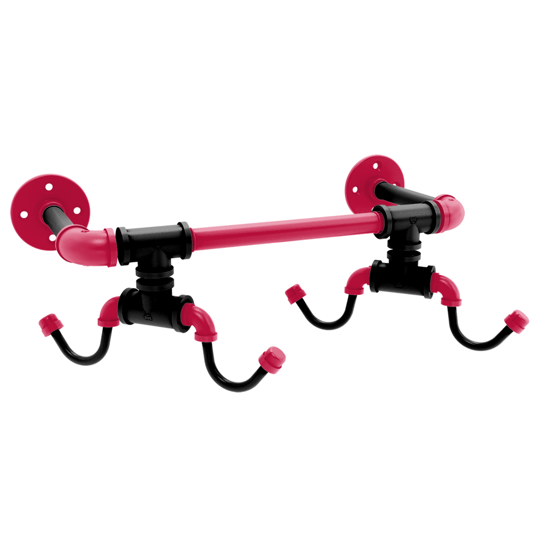 Hardwood Collection Wall Mounted 4 Coffee Mug Rack Chicago Edition