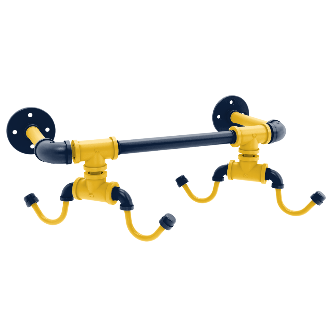 Hardwood Collection Wall Mounted 4 Coffee Mug Rack Denver Edition