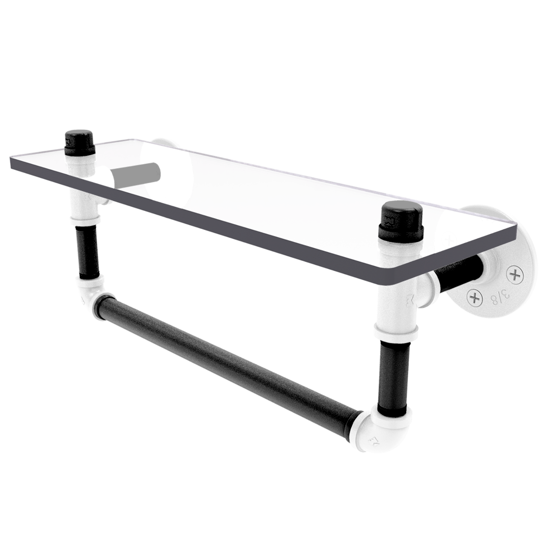 Hardwood Collection Glass Shelf with Towel Bar Brooklyn Edition