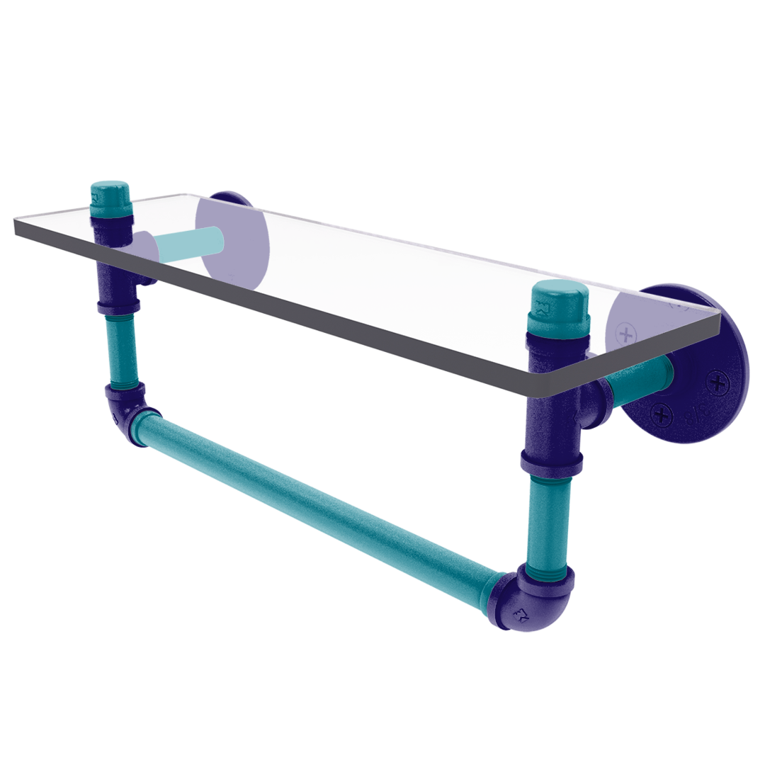 Hardwood Collection Glass Shelf with Towel Bar Charlotte Edition
