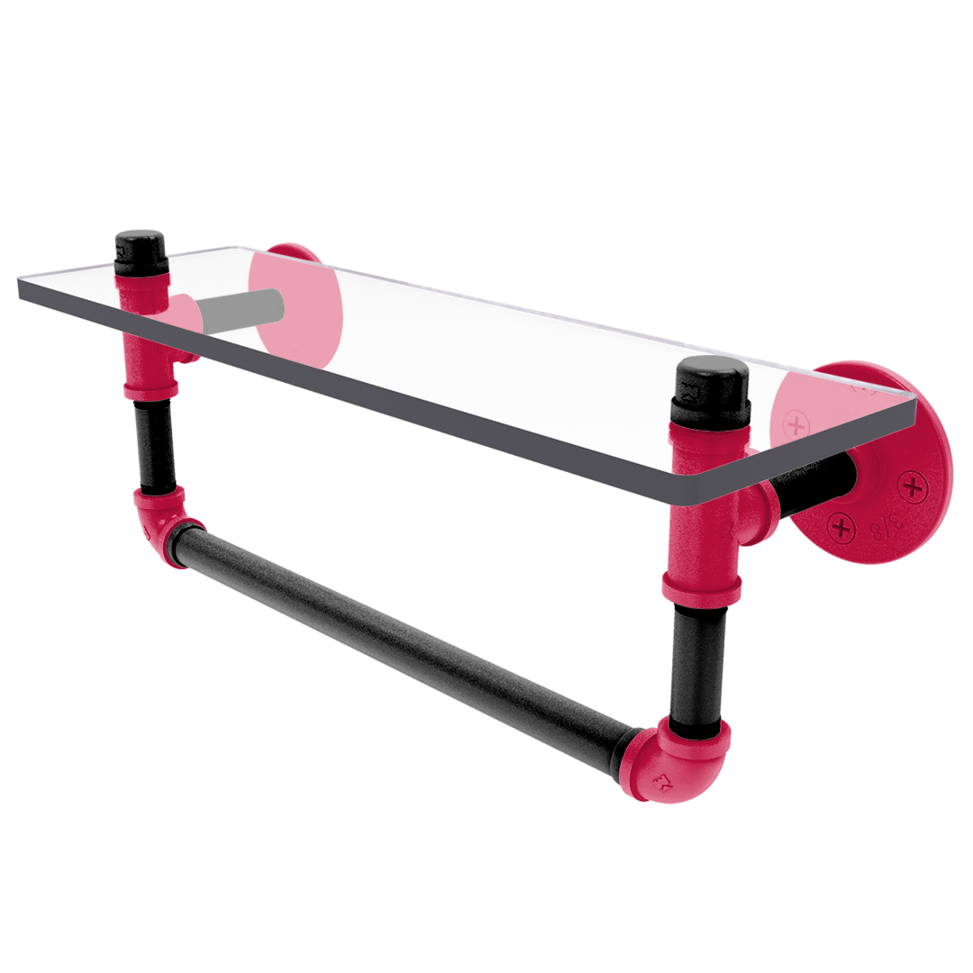 Hardwood Collection Glass Shelf with Towel Bar Chicago Edition