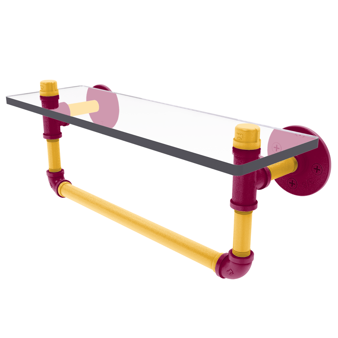 Hardwood Collection Glass Shelf with Towel Bar Cleveland Edition