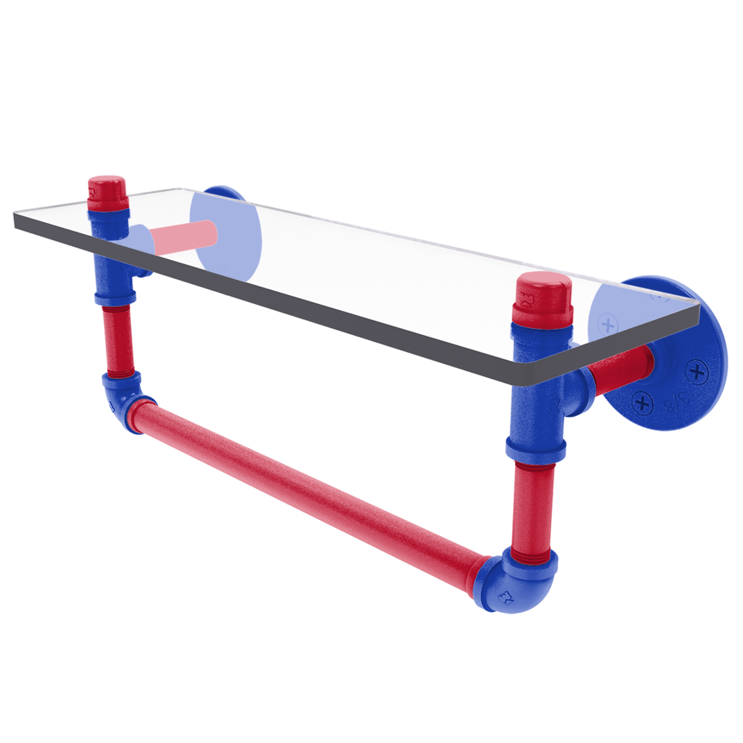 Hardwood Collection Glass Shelf with Towel Bar Detroit Edition