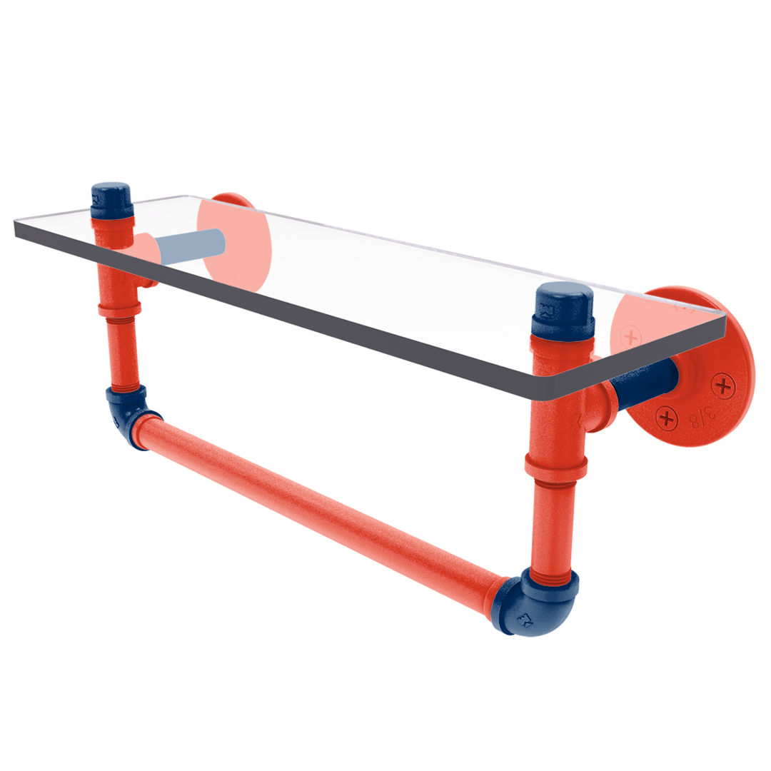 Hardwood Collection Glass Shelf with Towel Bar Oklahoma City Edition
