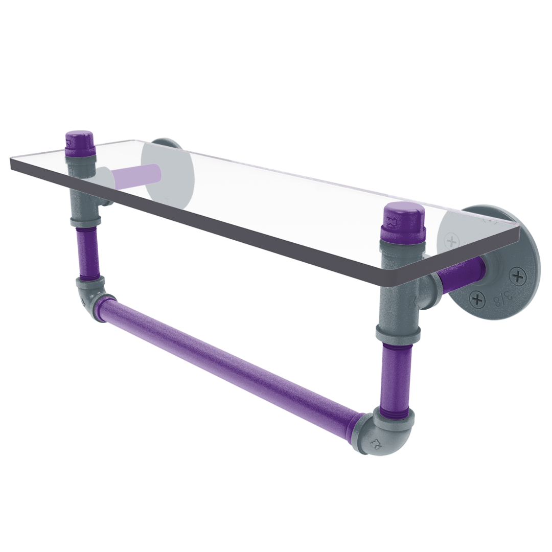 Hardwood Collection Glass Shelf with Towel Bar Sacramento Edition