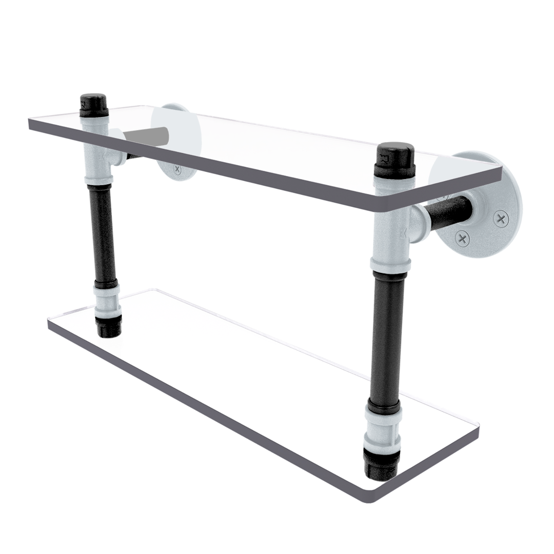 Hardwood Collection Double Glass Shelf San Antonio Edition