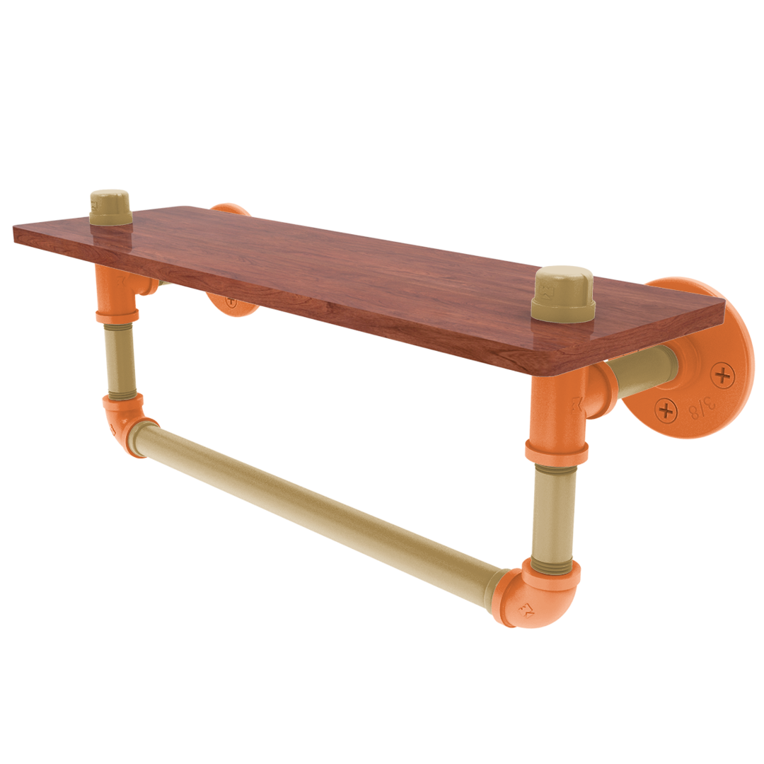 Slapshot Collection Wood Shelf with Towel Bar Anaheim Edition