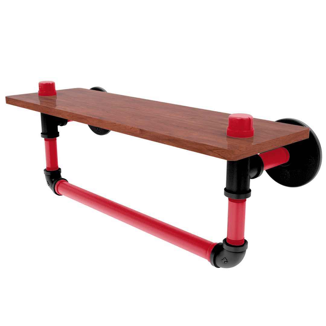 Slapshot Collection Wood Shelf with Towel Bar Carolina Edition