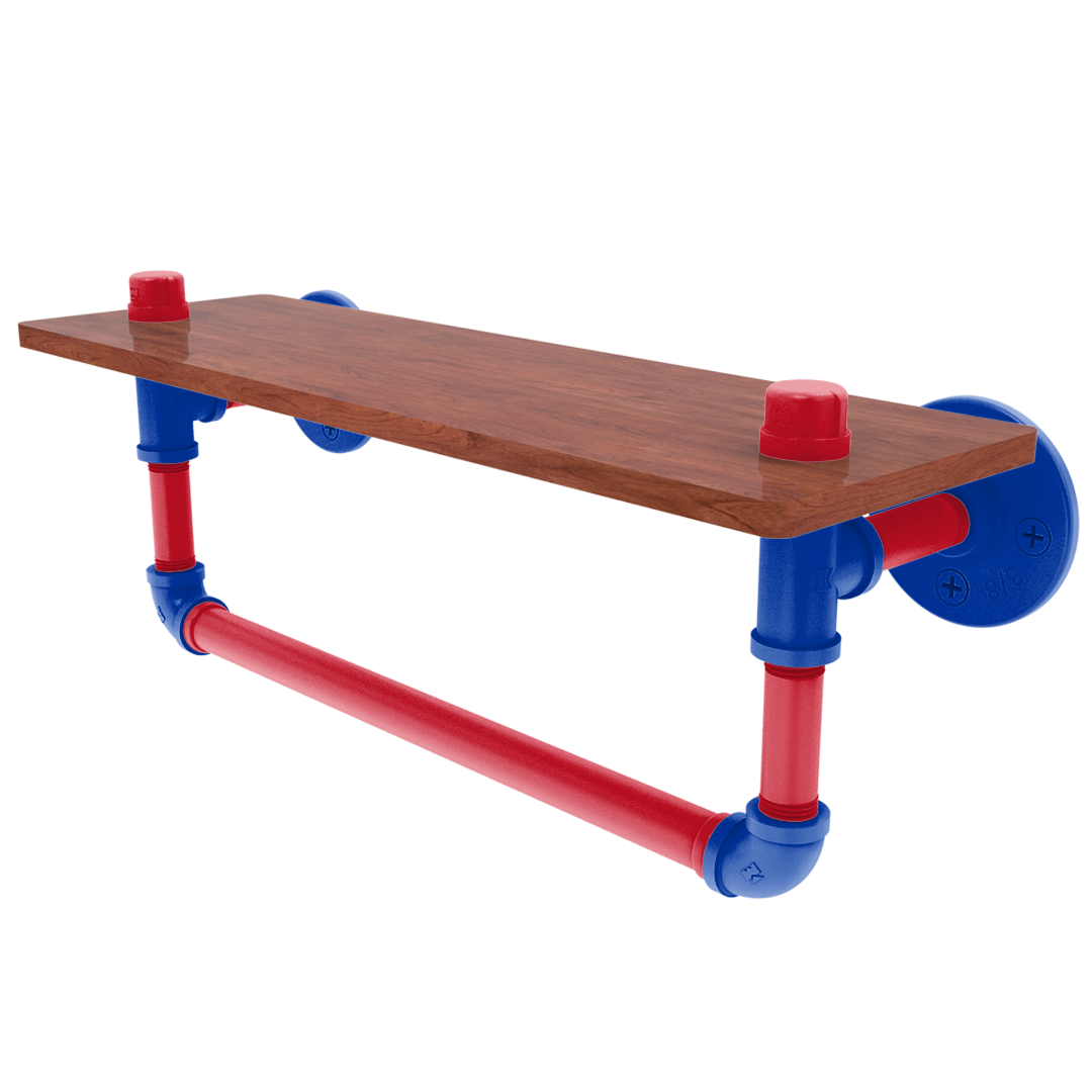 Slapshot Collection Wood Shelf with Towel Bar New York Big Apple Edition