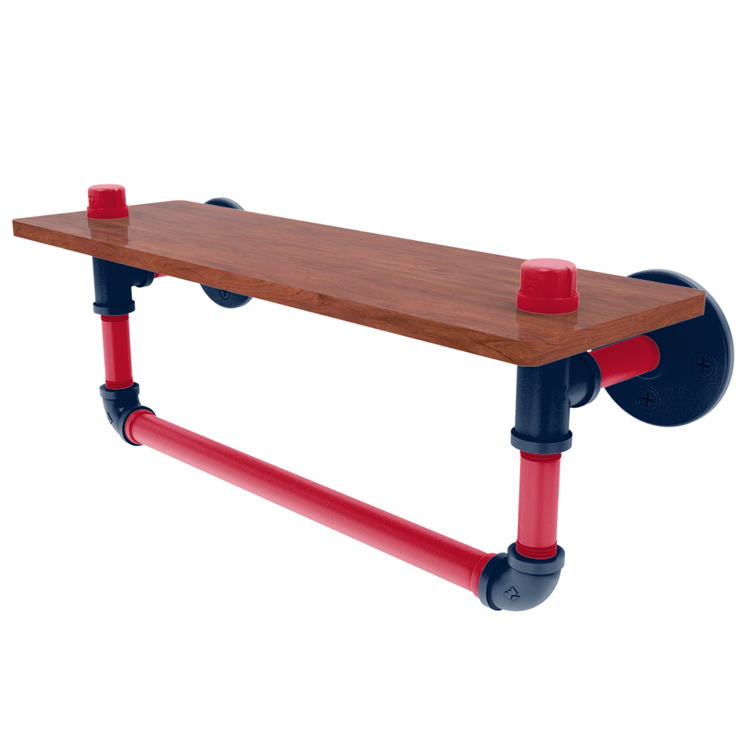 Slapshot Collection Wood Shelf with Towel Bar Washington Edition