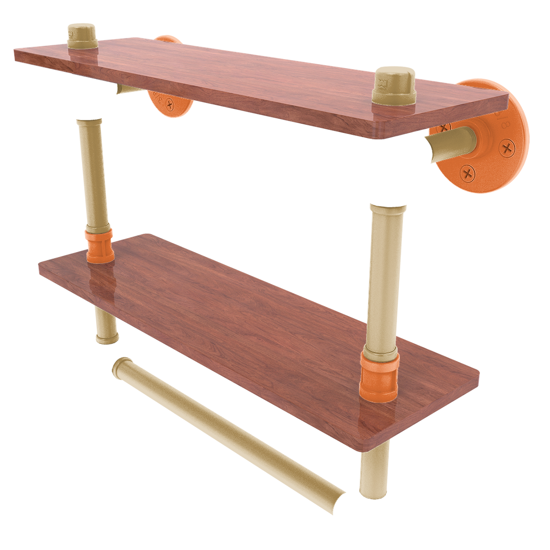 Slapshot Collection Double Wood Shelf with Towel Bar Anaheim Edition