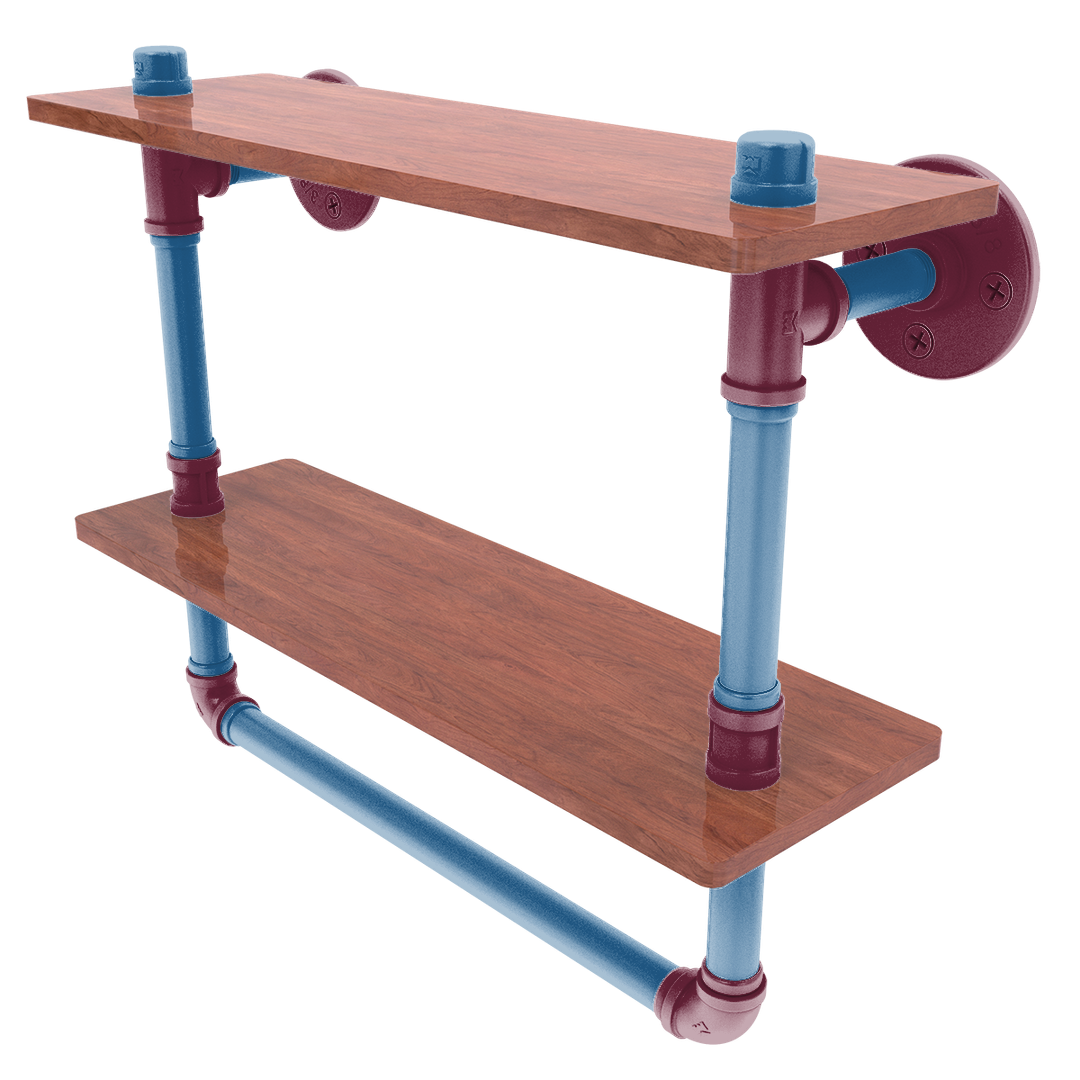 Slapshot Collection Double Wood Shelf with Towel Bar Colorado Edition