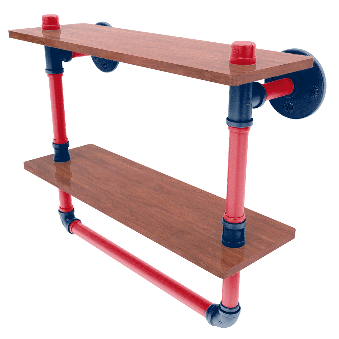Slapshot Collection Double Wood Shelf with Towel Bar Columbus Edition